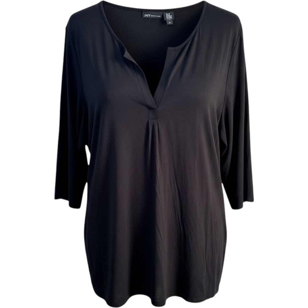 Jones New York JNY Black V-Neck 3/4 Sleeve Tunic Top Plus Size 2X NWT